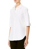 Poplin Half-Sleeve Blouse, White