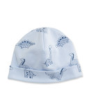 Dino Daze Printed Pima Baby Hat, Blue, Size Newborn-Small