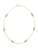 Blue Topaz Leaf Station Necklace
