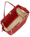 Rockstud Medium Leather Tote Bag, Red