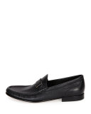 Suver Leather Moc-Toe Loafer, Black