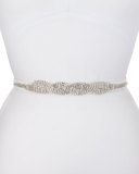 Cornelia Rhinestone Stretch Belt, White