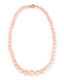 Graduated Angel Skin Coral Bead Necklace with Diamond Clasp, 1.09 tdcw