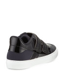 Banded Leather Low-Top Sneaker, Black/Gray