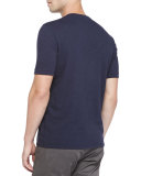 Short-Sleeve Slub Henley, Navy
