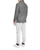 Double-Face Wool-Blend Blazer, Medium Gray/Cobalt