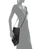 Jon Leather Fringe Crossbody Bag, Black