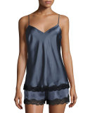 Lace-Trimmed Silk Lounge Tank