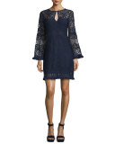Lace A-line Dress with Fringe Trim 