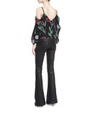 Agatha Floral Cold-Shoulder Blouse