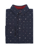 Long-Sleeve Deer-Print Flannel Shirt, Navy, Size 2-7