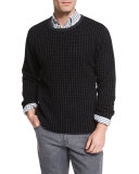 Cashmere Grid Sweater, Charcoal