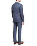 Super 160s Box Check Two-Piece Suit, Light Blue