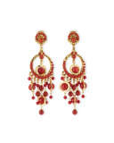 24k-Plated Chandelier Clip Earrings w/ Coral Drops