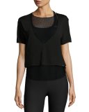 Double Layer Mesh Tee, Black