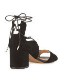 Serene Suede Lace-Up Sandal, Black