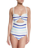 provincetown striped cutout one-piece swimsuit