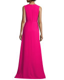 Sleeveless Crepe A-Line Gown, Pink