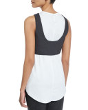 Jewel-Neck Monili-Trim Windowpane Vest Tank, Charcoal