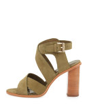 Avery Crisscross Nubuck City Sandal, Olive