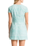 Piper Short-Sleeve Box-Pleated Dress