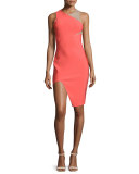 Sleeveless Mega Milano Mesh-Inset Dress, Coral