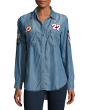 Carter Chambray Shirt w/Patches, Dark Vintage