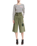 Embellished Cargo Shorts, Military Green