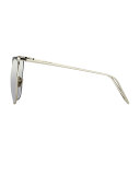 Semi-Rimless Square Sunglasses, White Gold/Platinum