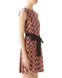 Chevron Print Pleated Dress