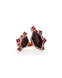 Gold Struck Open Garnet, Ruby & Amethyst Ring