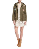 Hooded Embroidered Patchwork Parka 