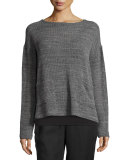 Melange Mesh Boxy Sweater, Ash