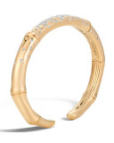 Bamboo 7mm 18k Gold Diamond Kick Cuff Bracelet, Size S