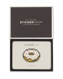 Pixel Doughnut Sticker for Handbag, White