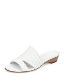 Gabri Woven Leather Slide Sandal, White
