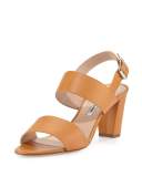 Khan Leather Double-Band Sandal, Tan