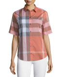 Short-Sleeve Cotton Check Shirt 