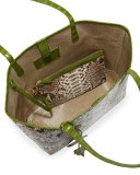 Erica Python Shopper Tote Bag, Natural/Green