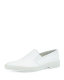 Point-Toe Leather Slip-On Sneaker, White