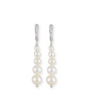 Graduated Pearl & Diamond Clip-On Earrings