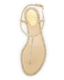 Crystallized Ankle-Wrap Flat Thong Sandal
