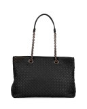 Intrecciato Medium Double-Chain Tote Bag, Black