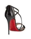 Slikova Patent Mesh Red Sole Sandal, Black
