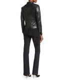 Laser-Cut Leather Jacket, Black