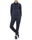 Long-Sleeve Funnel-Neck Pullover, Denim