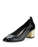Patent Cube-Heel Pump, Black