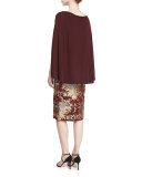 Wool Boat-Neck Cape Sweater, Burgundy