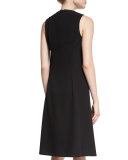 Sleeveless Double-Face Cape Dress, Black/Optic White