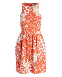 Sleeveless Floral-Print Dress, Coral